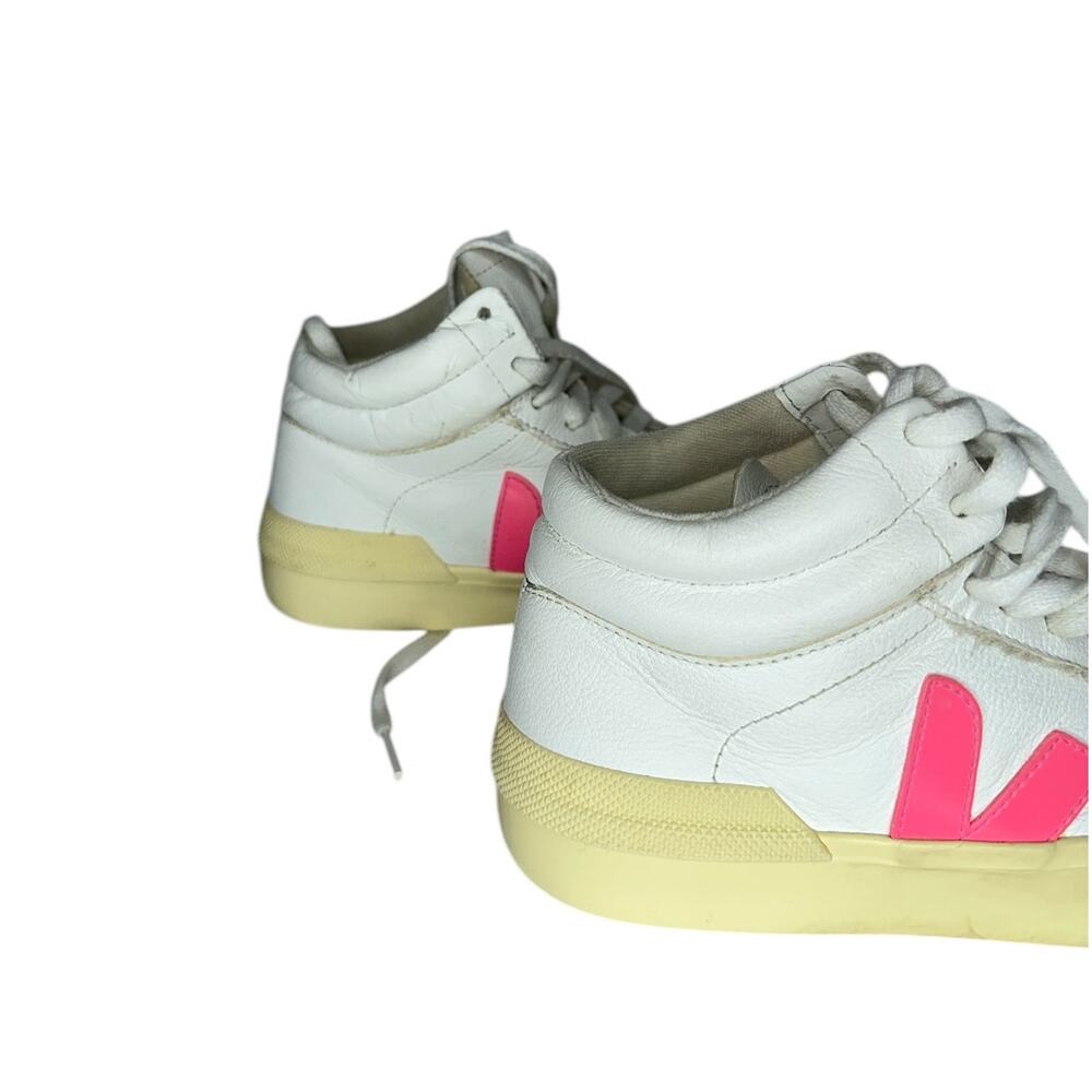 Veja Minotaur Women's High Top Leather White and Pink Sneakers Shoes Size 5 - Picture 9 of 12
